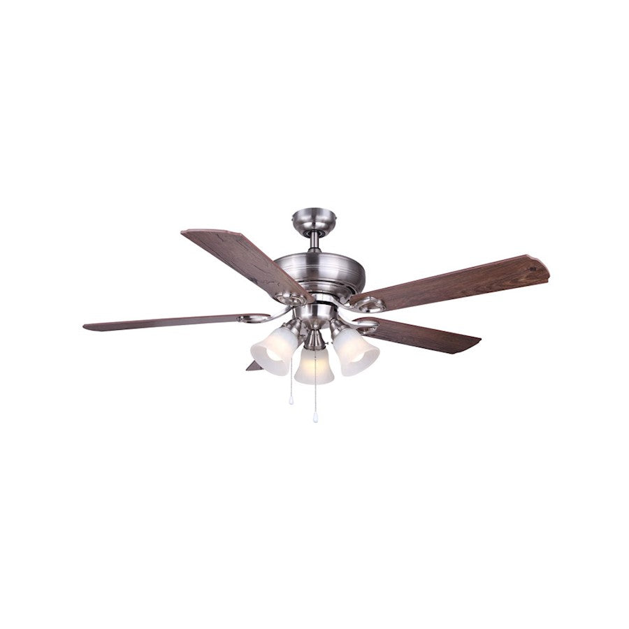 Canarm Asta 52in 3-Light Ceiling Fan | Brushed Nickel and Maple Blades | Bedroom & Living Room | 27 x 52 x 15 in | Model CF52AST5BN