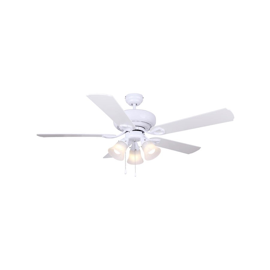 Canarm Astcade 52in 3-Light Ceiling Fan | Transitional Matte White | Bedroom & Living Room | 52 x 52 x 19 in | Model CF52AST5WH