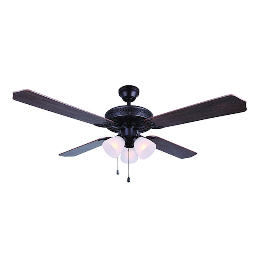 Canarm Chateau IV 52in 3-Light Ceiling Fan | Traditional Oil Rubbed Bronze and Frosted Glass | Bedroom & Living Room | Model CF52CH44ORB