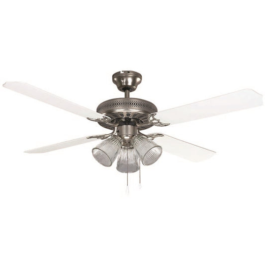 Canarm Chateau 52in 4-Light Ceiling Fan | Traditional Brushed Pewter and Clear Ribbed Glass | Living Room & Bedroom | Model CF52CHA4BPT