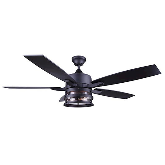 Canarm Duffy 52in 5-Light Ceiling Fan | Modern Black Finish | Living Room & Bedroom | 52 x 52 x 18 in | Model CF52DUF5BK