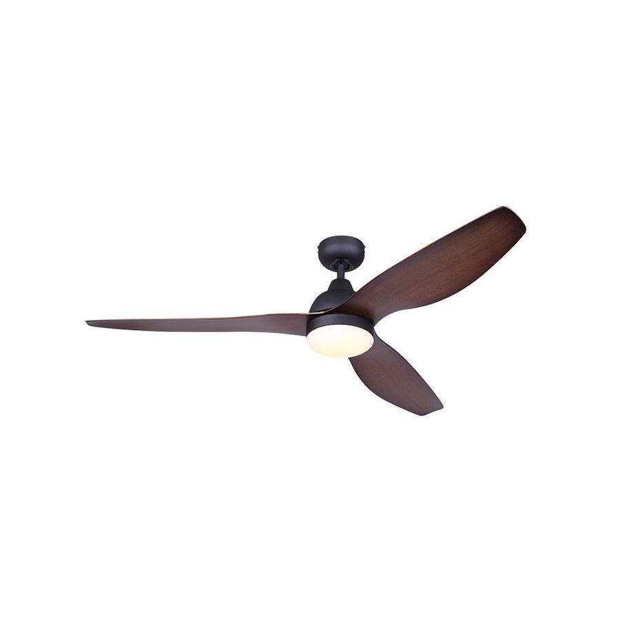 Canarm Duke 52in LED Ceiling Fan | Modern Matte Black Finish | Living Room & Bedroom | 52 x 52 x 13 in | Model CF52DUK3BK