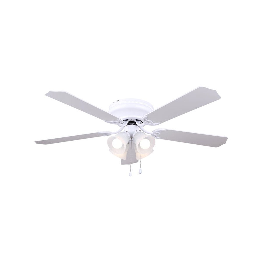 Canarm Gallina 52in 5-Light Ceiling Fan | White with White/Blonde Maple Blades | Living Room & Bedroom | 52 in W | Model CF52GAL5WH