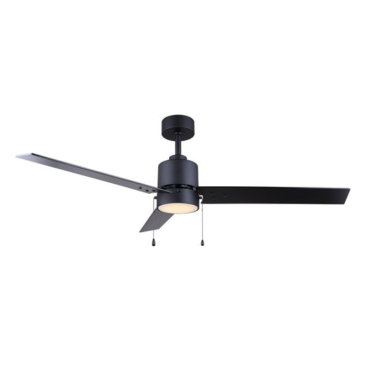 Canarm Liv 52in 1-Light Ceiling Fan | Modern Matte Black and Weathered Oak Plywood Blades | Living Room & Covered Patio | Model CF52JAC3BK-ES