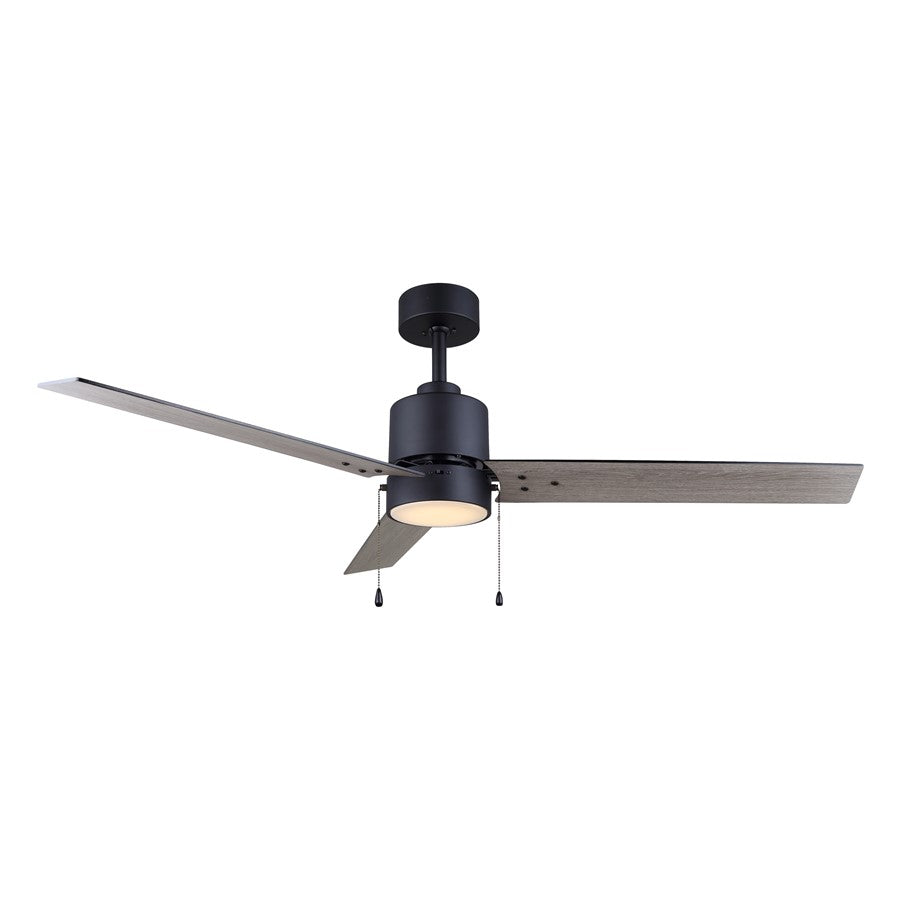 Canarm Liv 52in 1-Light Ceiling Fan | Modern Matte Black and Weathered Oak Plywood Blades | Living Room & Covered Patio | Model CF52JAC3BK-ES