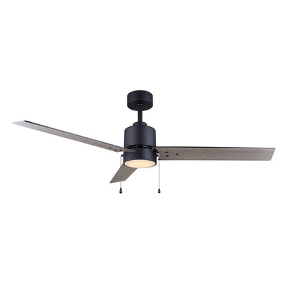Canarm Liv 52in 1-Light Ceiling Fan | Modern Matte Black and Weathered Oak Plywood Blades | Living Room & Covered Patio | Model CF52JAC3BK-ES