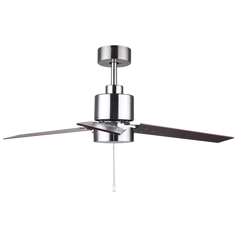 Canarm Liv 52in 1-Light Ceiling Fan | Modern Brushed Nickel and Walnut Plywood Blades | Living Room & Covered Patio | Model CF52JAC3BN-ES