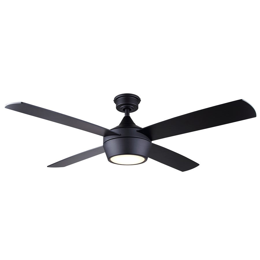Canarm Judson 52in 1-Light Ceiling Fan | Modern Matte Black and Black Plywood Blades | Living Room & Bedroom | 52 x 52 x 14 in | Model CF52JUD4BK