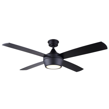 Canarm Judson 52in 1-Light Ceiling Fan | Modern Matte Black and Black Plywood Blades | Living Room & Bedroom | 52 x 52 x 14 in | Model CF52JUD4BK