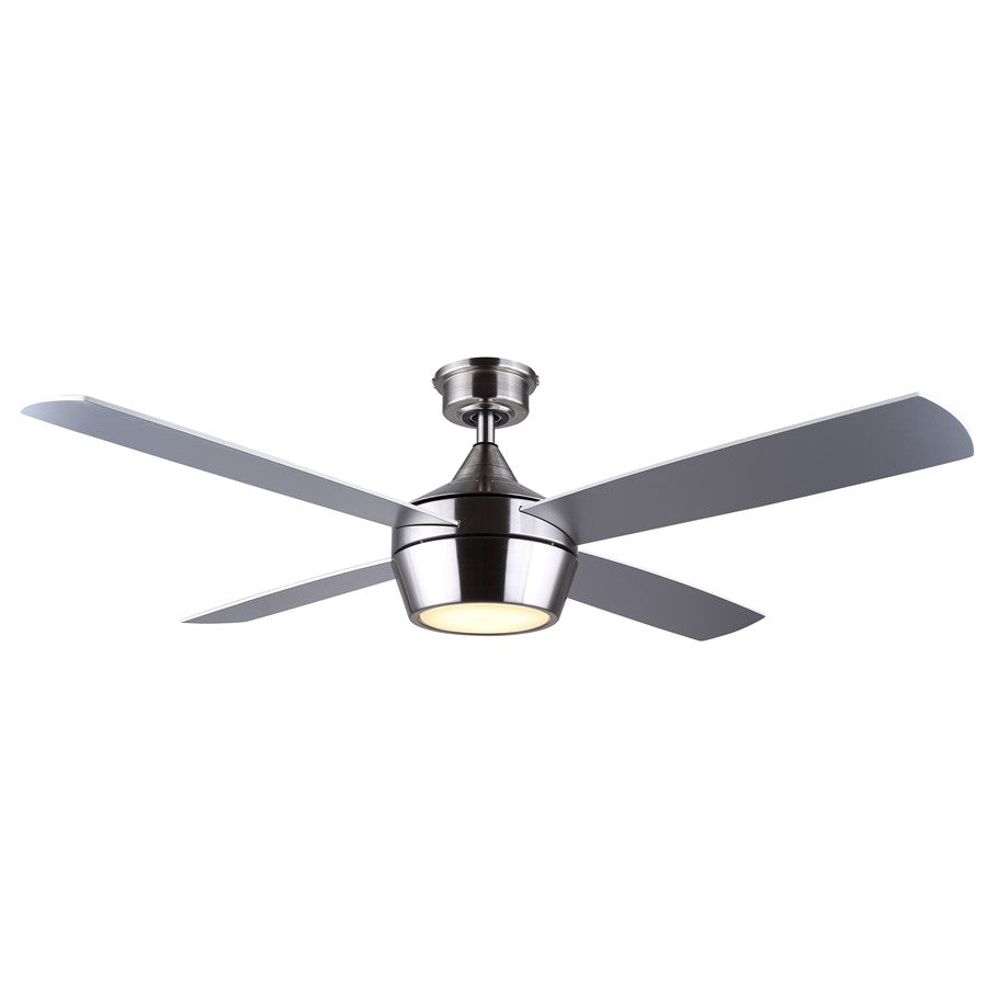 Canarm Judson 52in 4-Blade Ceiling Fan | Brushed Nickel and Grey/White Plywood Blades | Bedroom & Living Room | 52 x 52 x 14 in | Model CF52JUD4BN