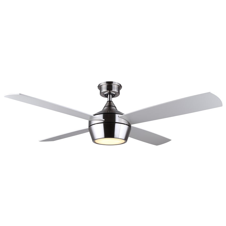 Canarm Judson 52in 4-Blade Ceiling Fan | Brushed Nickel and Grey/White Plywood Blades | Bedroom & Living Room | 52 x 52 x 14 in | Model CF52JUD4BN
