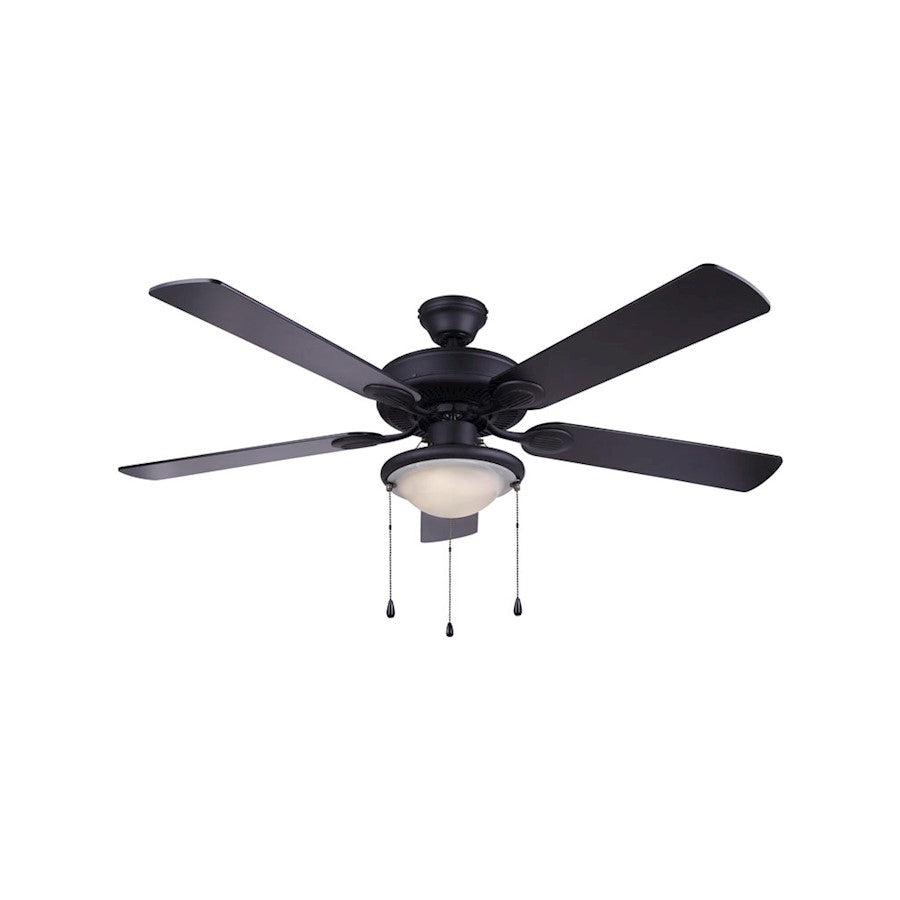 Canarm Kincade 52in 5-Blade Ceiling Fan | Matte Black and Alabaster Glass | Bedroom & Living Room | 52 x 52 x 14 in | Model CF52KIN5BK