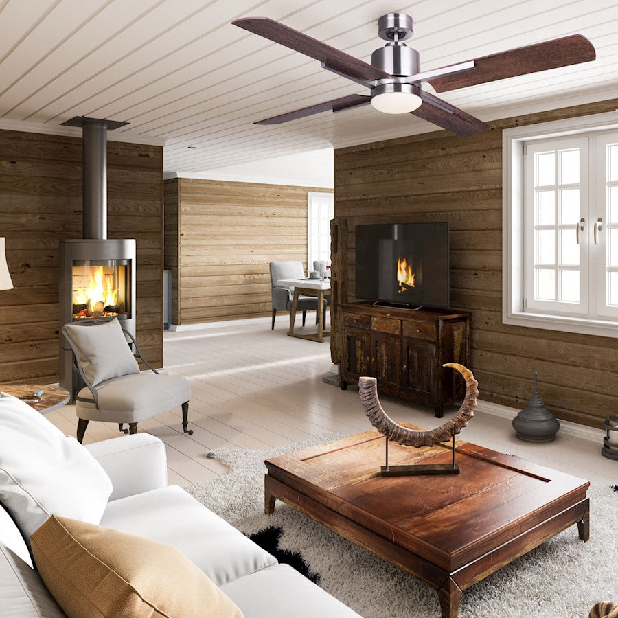 Canarm Loxley 52in Ceiling Fan | Brushed Nickel Finish | Living Room & Bedroom | 52 x 52 x 14 in | Model CF52LOX4BN