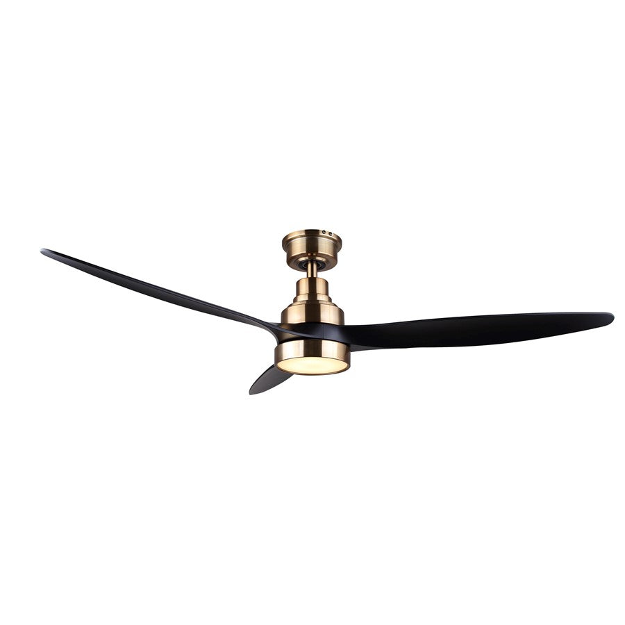 Canarm Luell 52in 1-Light Ceiling Fan | Gold Steel and Black ABS Blades | Living Room & Bedroom | 52 x 52 x 12 in | Model CF52LUE3GD