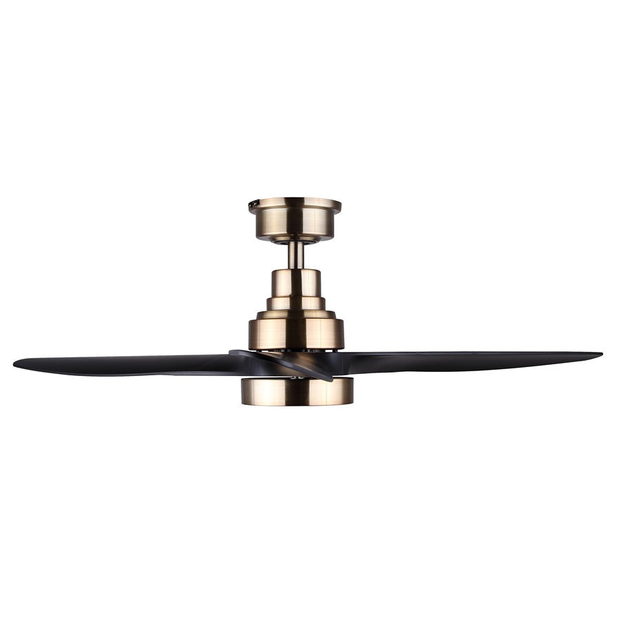 Canarm Luell 52in 1-Light Ceiling Fan | Gold Steel and Black ABS Blades | Living Room & Bedroom | 52 x 52 x 12 in | Model CF52LUE3GD