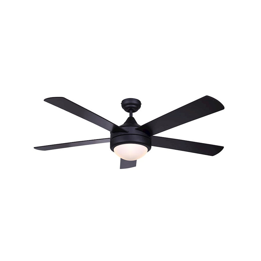 Canarm Preston 52in LED Ceiling Fan | Matte Black and Opal Glass | Living Room & Bedroom | 52 x 52 in | Model CF52P175BK