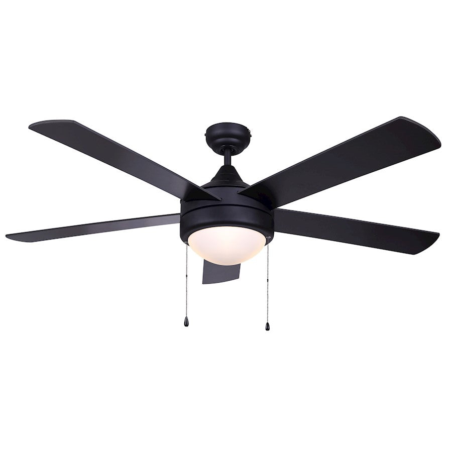 Canarm Preston 52in 2-Light Ceiling Fan | Matte Black and Flat Opal Glass | Living Room & Bedroom | 52 x 52 x 15.75 in | Model CF52PR35BK