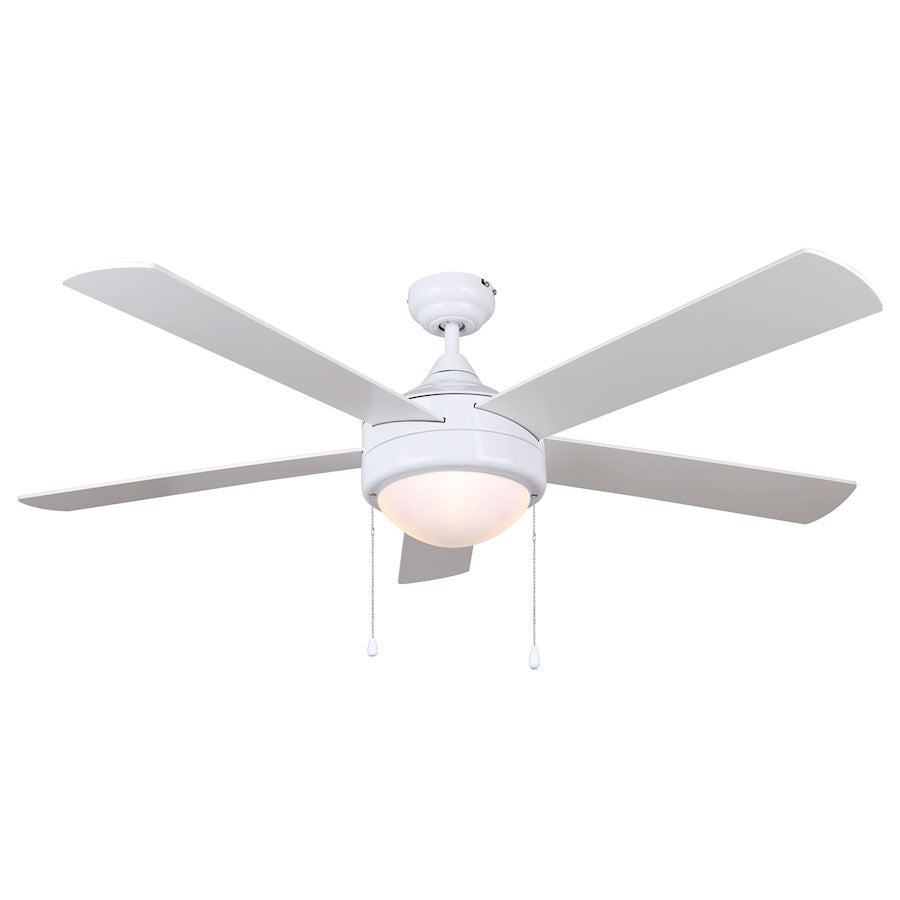 Canarm Preston 52in 2-Light Ceiling Fan | White Metal and Flat Opal Glass | Bedroom & Living Room | 52 x 52 x 12 in | Model CF52PR35WH
