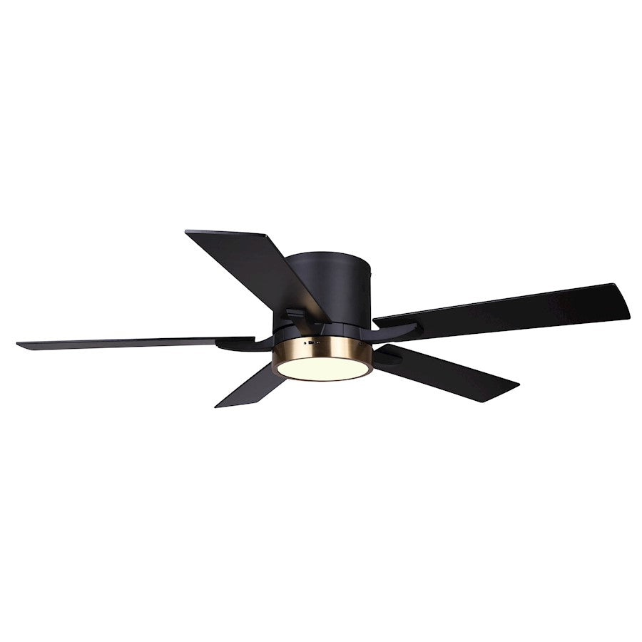 Canarm Quinn 52in 1-Light Ceiling Fan | Matte Black and Gold Metal with Acrylic | Bedroom & Living Room | 52 x 52 x 12 in | Model CF52QUI5BKG