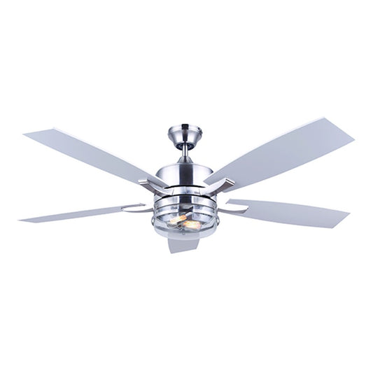 Canarm Renda 52in 2-Light Ceiling Fan | Brushed Nickel and Clear Glass | Bedroom & Living Room | 52 x 52 x 16 in | Model CF52REN5BN