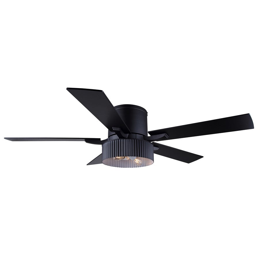 Canarm Rexton 52in 2-Light Ceiling Fan | Matte Black and Black | Kitchen, Living Room & Bedroom | 52 x 52 x 12 in | Model CF52REX5BK