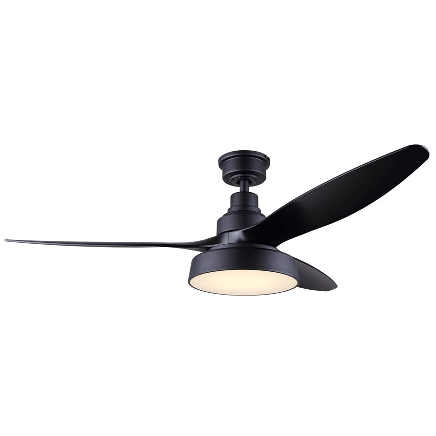 Canarm Roman 52in 1-Light Ceiling Fan | Matte Black and Black | Living Room, Bedroom & Dining Room | 52 x 52 x 14 in | Model CF52ROM3BK