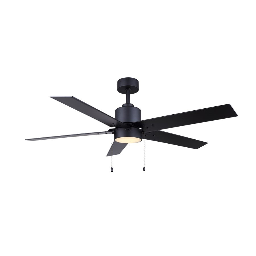 Canarm Romy 52in 1-Light Ceiling Fan | Matte Black and Black | Living Room, Bedroom & Covered Patio | 52 x 52 x 16 in | Model CF52ROM5BK-ES