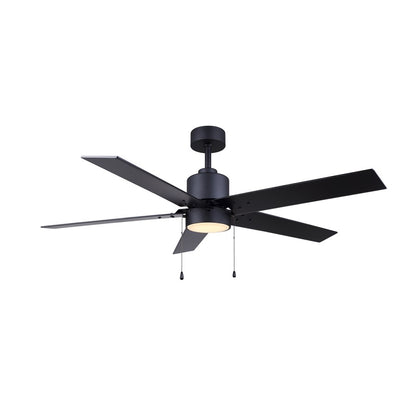 Canarm Romy 52in 1-Light Ceiling Fan | Matte Black and Black | Living Room, Bedroom & Covered Patio | 52 x 52 x 16 in | Model CF52ROM5BK-ES