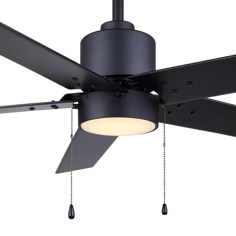 Canarm Romy 52in 1-Light Ceiling Fan | Matte Black and Black | Living Room, Bedroom & Covered Patio | 52 x 52 x 16 in | Model CF52ROM5BK-ES