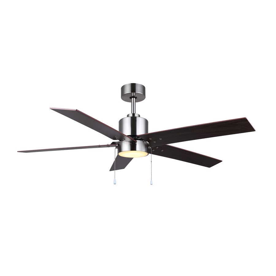 Canarm Romy 52in 1-Light Ceiling Fan | Brushed Nickel and Brown | Living Room, Bedroom & Covered Patio | 52 x 52 x 16 in | Model CF52ROM5BN-ES