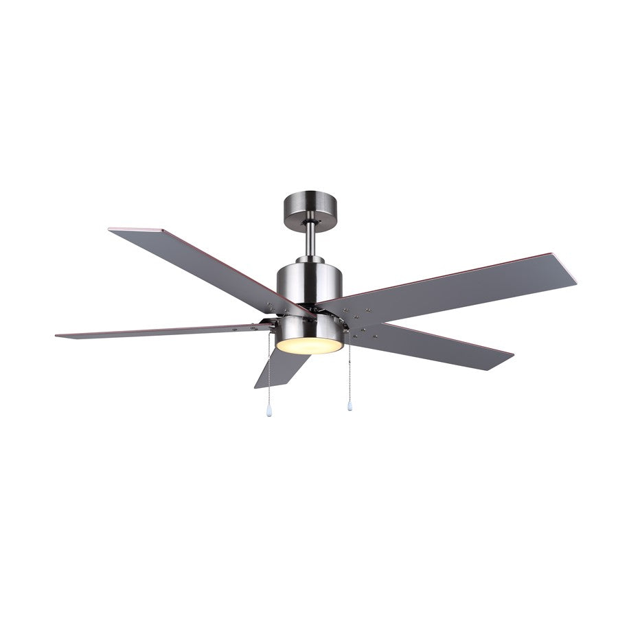 Canarm Romy 52in 1-Light Ceiling Fan | Brushed Nickel and Brown | Living Room, Bedroom & Covered Patio | 52 x 52 x 16 in | Model CF52ROM5BN-ES