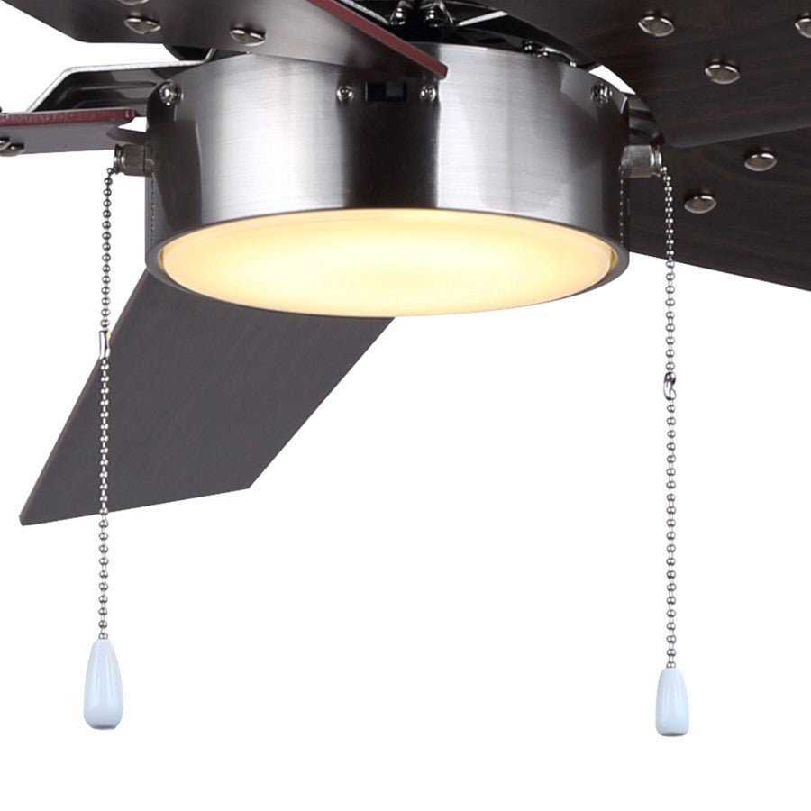 Canarm Romy 52in 1-Light Ceiling Fan | Brushed Nickel and Brown | Living Room, Bedroom & Covered Patio | 52 x 52 x 16 in | Model CF52ROM5BN-ES