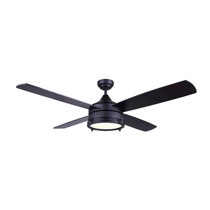 Canarm Simon 52in Ceiling Fan | Black Steel and Aluminum | Living Room & Bedroom | 52 x 52 x 15 in | Model CF52SIM4BK