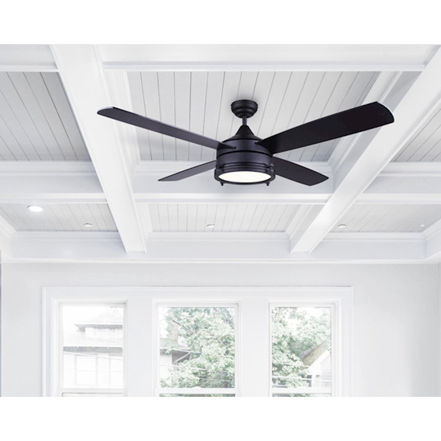 Canarm Simon 52in Ceiling Fan | Black Steel and Aluminum | Living Room & Bedroom | 52 x 52 x 15 in | Model CF52SIM4BK