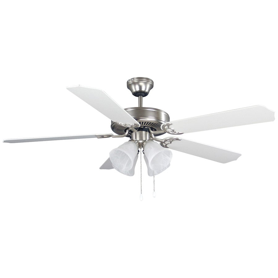 Canarm St. James 52in 5-Light Ceiling Fan | Brushed Pewter and White Alabaster Glass | Living Room & Bedroom | 52 x 52 x 18 in | Model CF52STJ5BPT