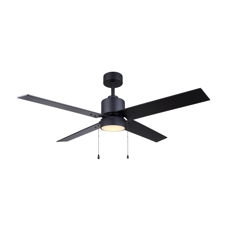 Canarm Tempest 52in LED Ceiling Fan | Matte Black Steel | Living Room & Covered Patio | 52 x 52 x 16 in | Model CF52TAT4BK-ES