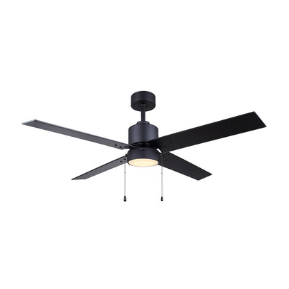 Canarm Tempest 52in LED Ceiling Fan | Matte Black Steel | Living Room & Covered Patio | 52 x 52 x 16 in | Model CF52TAT4BK-ES