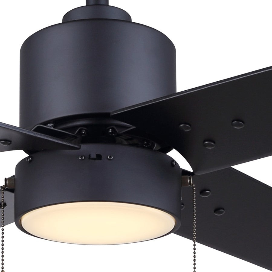 Canarm Tempest 52in LED Ceiling Fan | Matte Black Steel | Living Room & Covered Patio | 52 x 52 x 16 in | Model CF52TAT4BK-ES