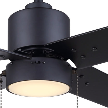 Canarm Tempest 52in LED Ceiling Fan | Matte Black Steel | Living Room & Covered Patio | 52 x 52 x 16 in | Model CF52TAT4BK-ES
