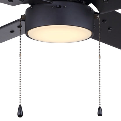 Canarm Tempest 52in LED Ceiling Fan | Matte Black Steel | Living Room & Covered Patio | 52 x 52 x 16 in | Model CF52TAT4BK-ES