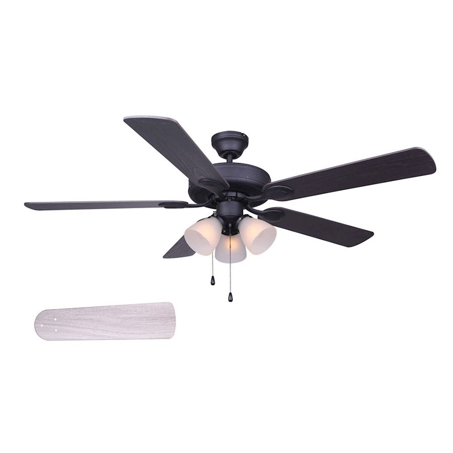 Canarm Villa 52in Ceiling Fan | Matte Black Steel | Living Room & Bedroom Cooling | 52 x 52 x 18 in | Model CF52VIL5BK