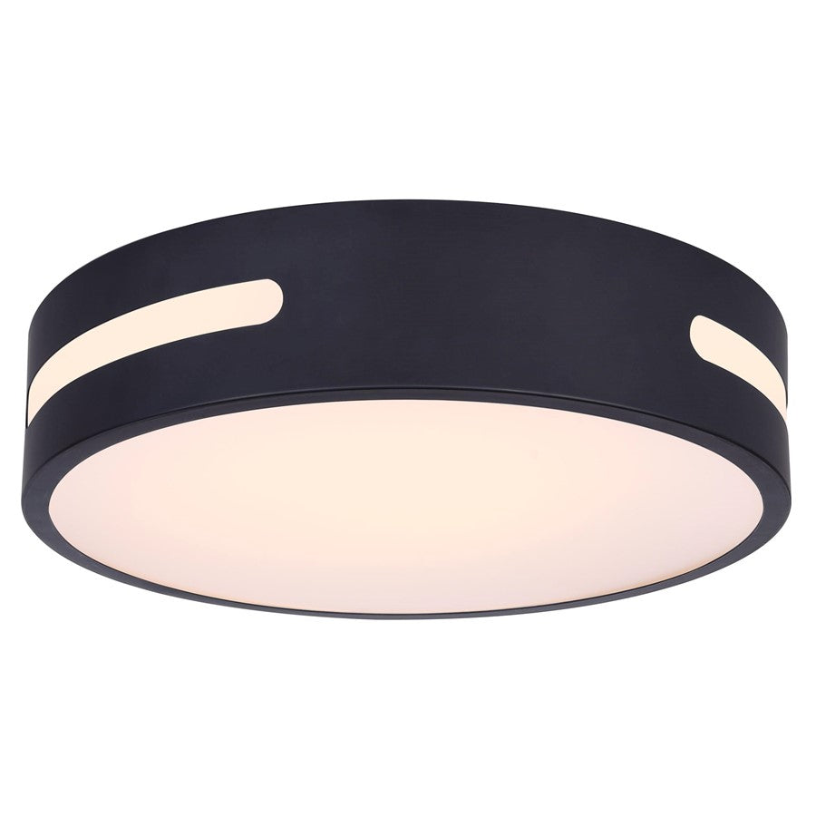 Canarm Niven 13in LED Flush Mount | Matte Black Metal | Hallway & Bedroom Lighting | 13 x 13 x 3 in | Model CL-19-13-BK