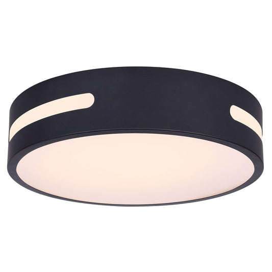 Canarm Niven 13in LED Flush Mount | Matte Black Metal | Hallway & Bedroom Lighting | 13 x 13 x 3 in | Model CL-19-13-BK