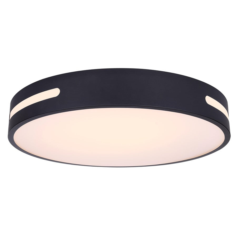 Canarm Niven 20in 1-Light LED Flush Mount | Modern Matte Black Metal | Bedroom & Hallway Ceiling Light | 20 x 20 x 3 in | Model CL-19-20-BK
