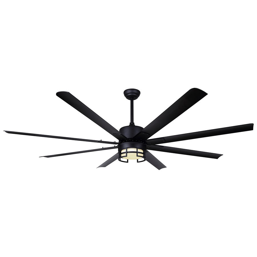 Canarm Ezra 72in 8-Blade Ceiling Fan with Light | Matte Black Aluminum | Outdoor Patio & Pergola | 72 x 72 x 24.75 in | Model CP72EZR8BK-W