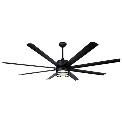 Canarm Ezra 72in 8-Blade Ceiling Fan with Light | Matte Black Aluminum | Outdoor Patio & Pergola | 72 x 72 x 24.75 in | Model CP72EZR8BK-W