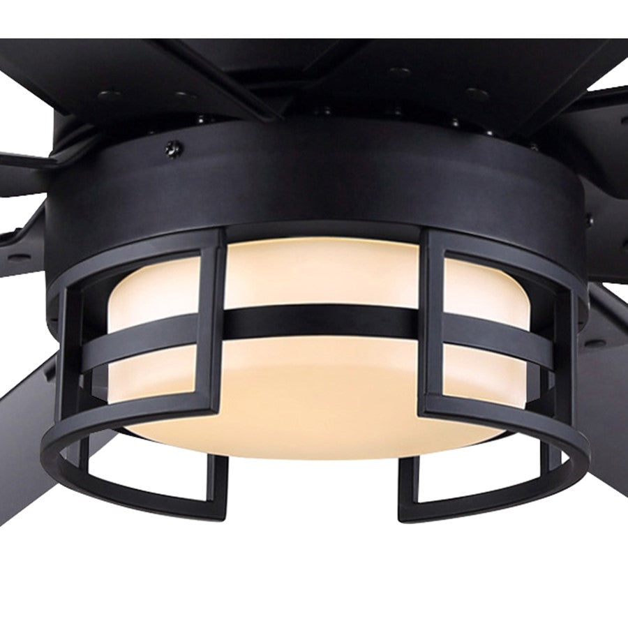 Canarm Ezra 72in 8-Blade Ceiling Fan with Light | Matte Black Aluminum | Outdoor Patio & Pergola | 72 x 72 x 24.75 in | Model CP72EZR8BK-W