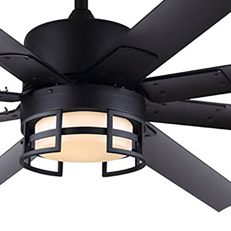 Canarm Ezra 72in 8-Blade Ceiling Fan with Light | Matte Black Aluminum | Outdoor Patio & Pergola | 72 x 72 x 24.75 in | Model CP72EZR8BK-W