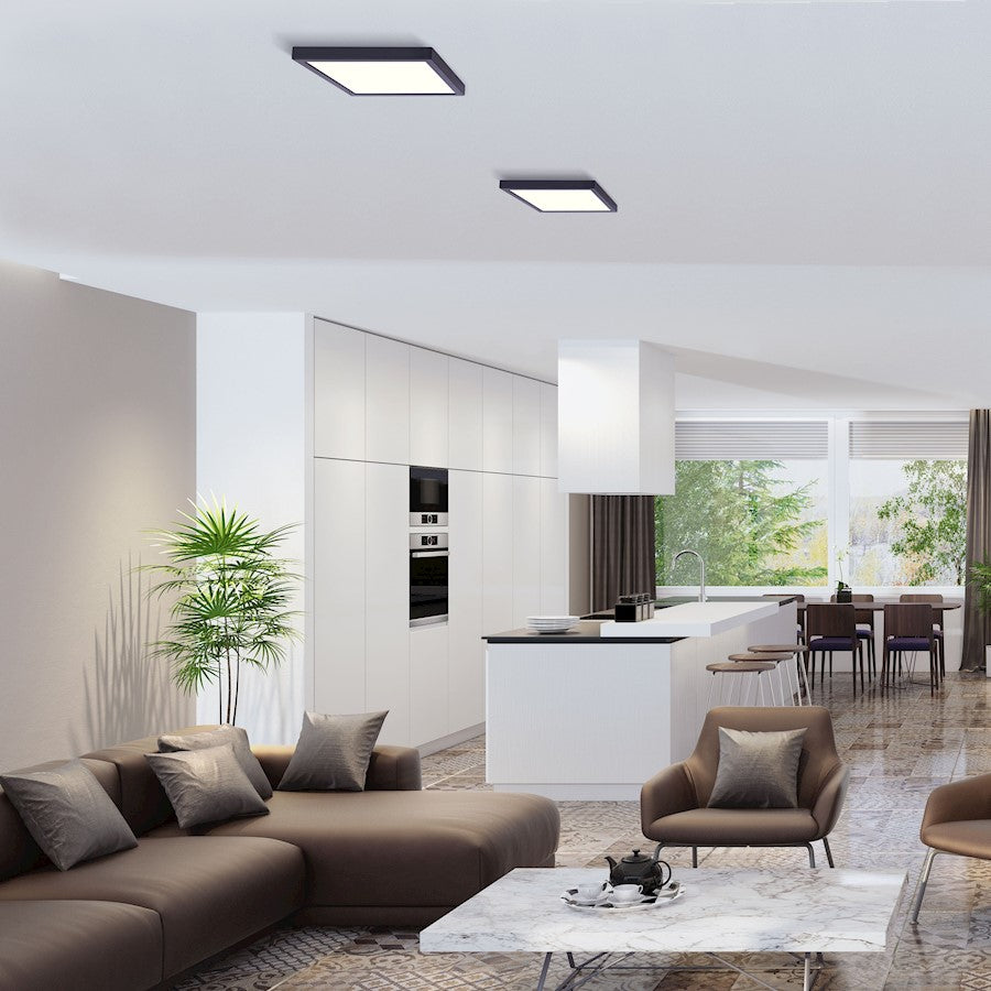 Canarm LED Disc 11in Square Flush Mount | Brushed Nickel Finish | Hallway & Bedroom Ceiling Light | 11 x 11 x 1 in | Model DL-11C-22SC-BK-C