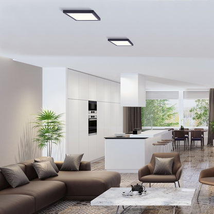 Canarm LED Disc 11in Square Flush Mount | Brushed Nickel Finish | Hallway & Bedroom Ceiling Light | 11 x 11 x 1 in | Model DL-11C-22SC-BK-C